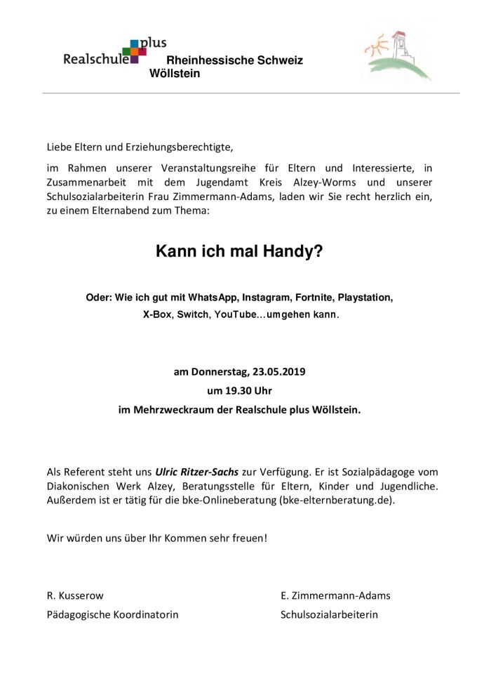 Herzliche Einladung zum Elternabend