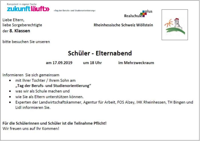 Einladung Elternabend Zukunft läuft