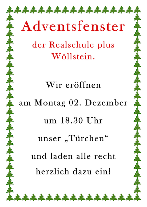 Einladung zur Eröffnung des Adventsfensters