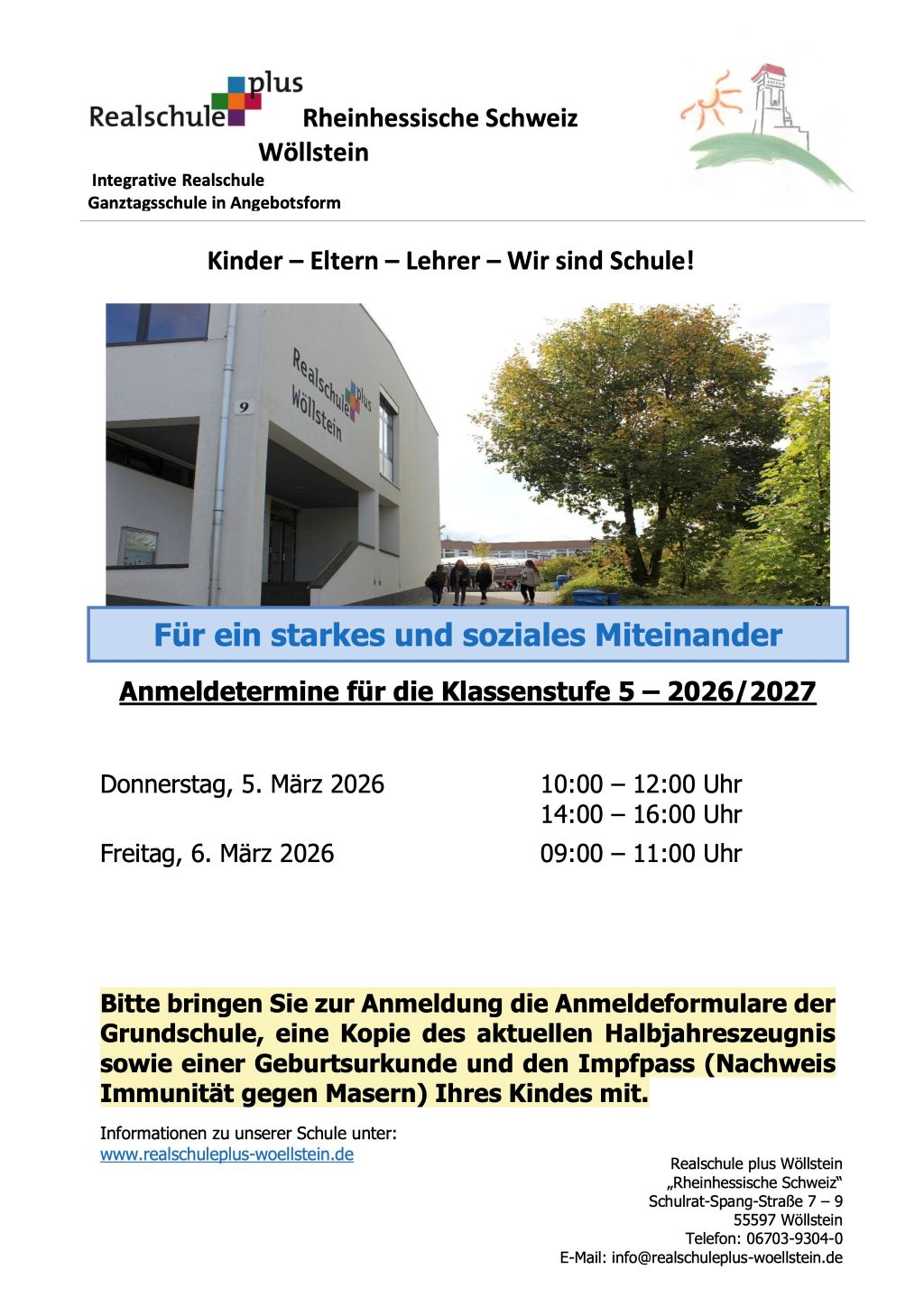 Anmeldezeiten / Termine (März)